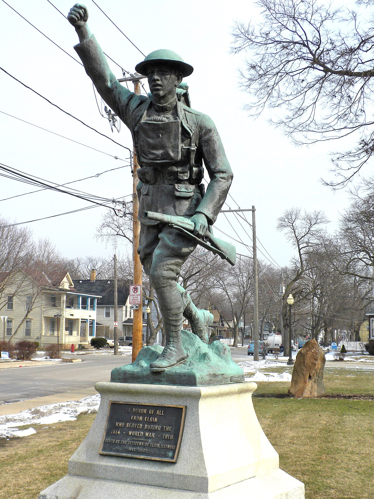 WW I memorial in Davidson Park in Elgin, Illinois, on the corner of Villa and Prairie