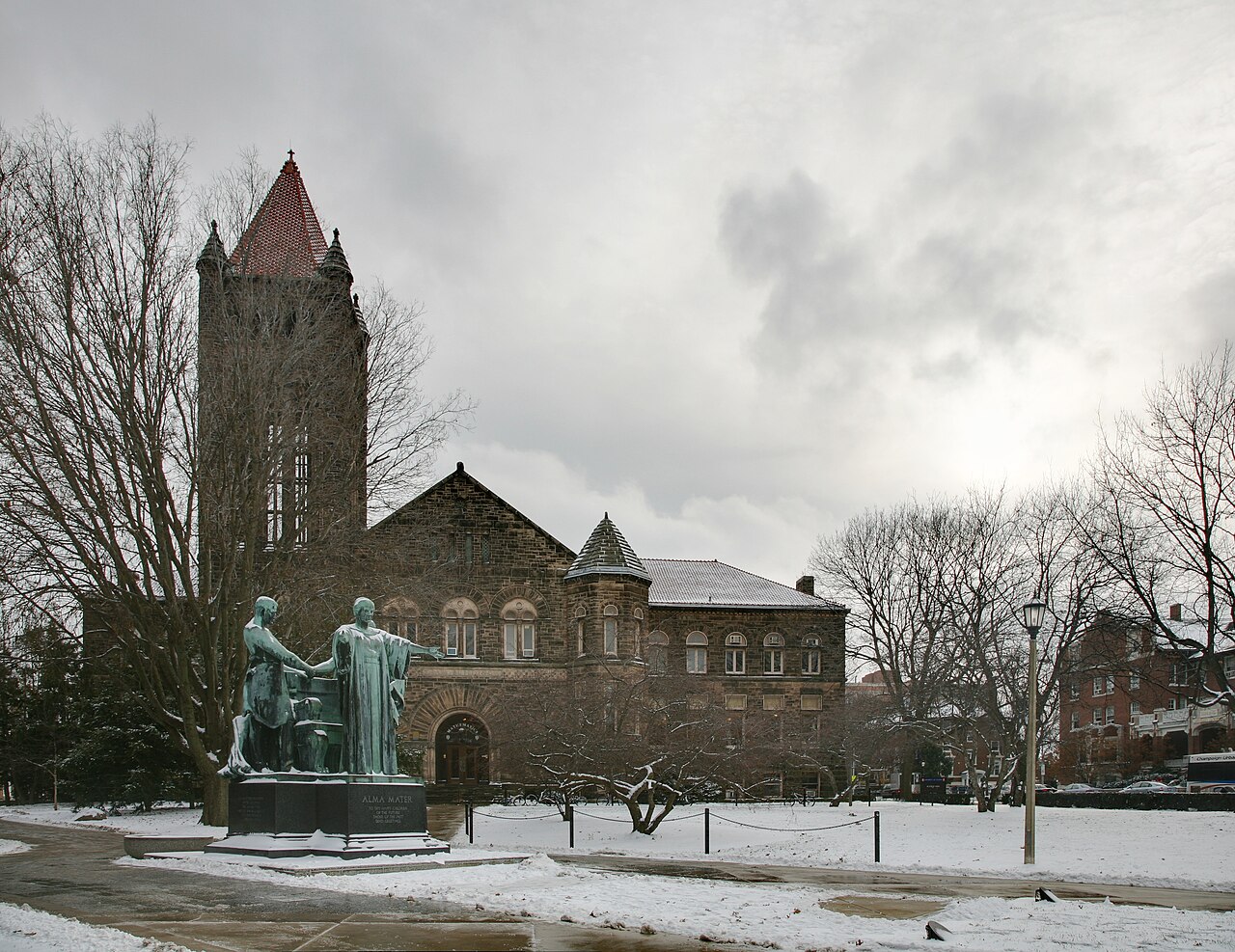 Altgeld Hall and Alma Mater statue (Taft, 1929) on the campus of the University of Illinois at Urbana-Champaign