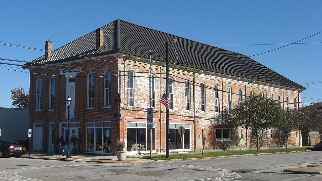 Front and western side of Harlan Hall , located at 603 Locust Street in Marshall , Illinois , United States