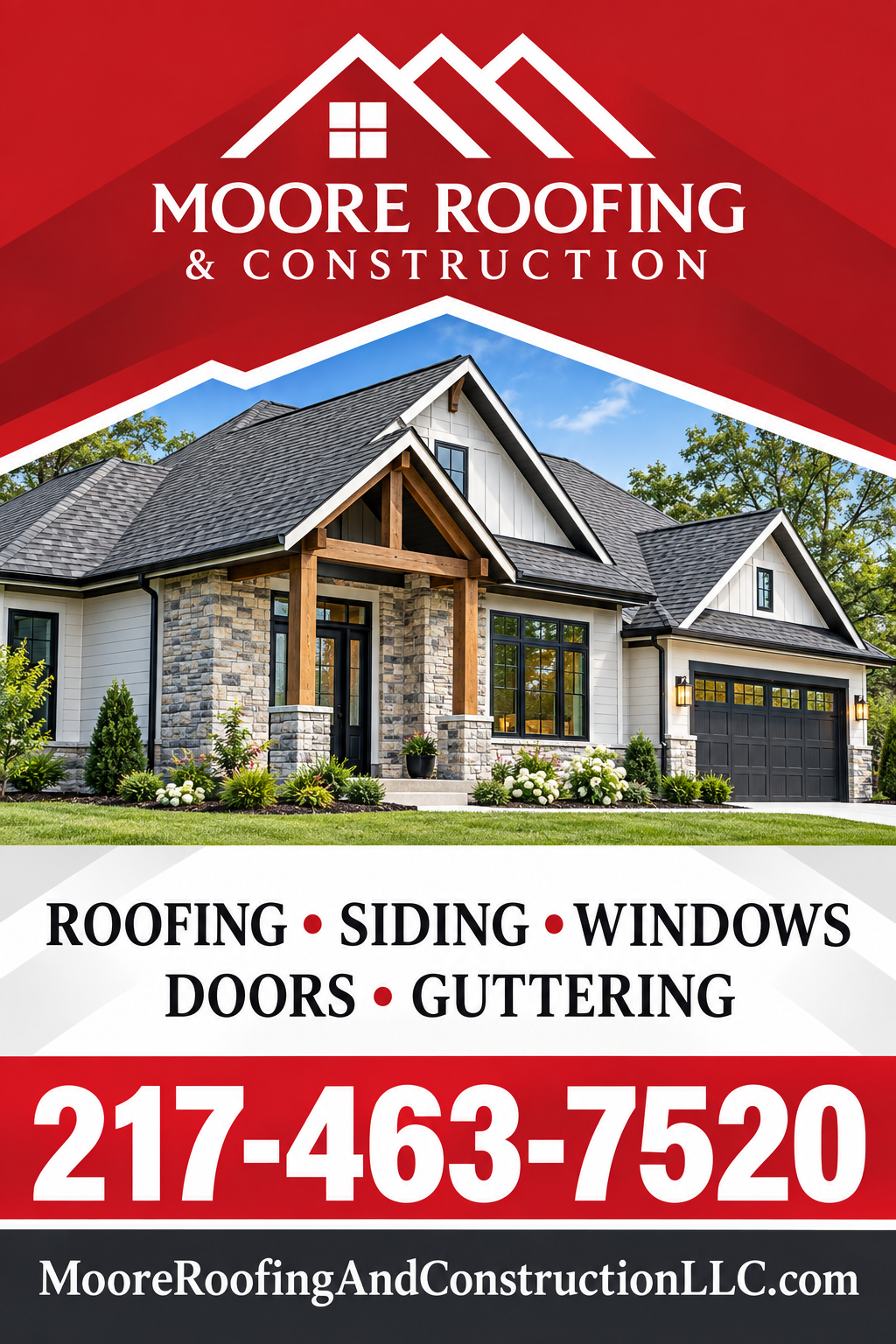 Moore Roofing & Construction — roofing, siding, windows, doors and guttering; 217-463-7520